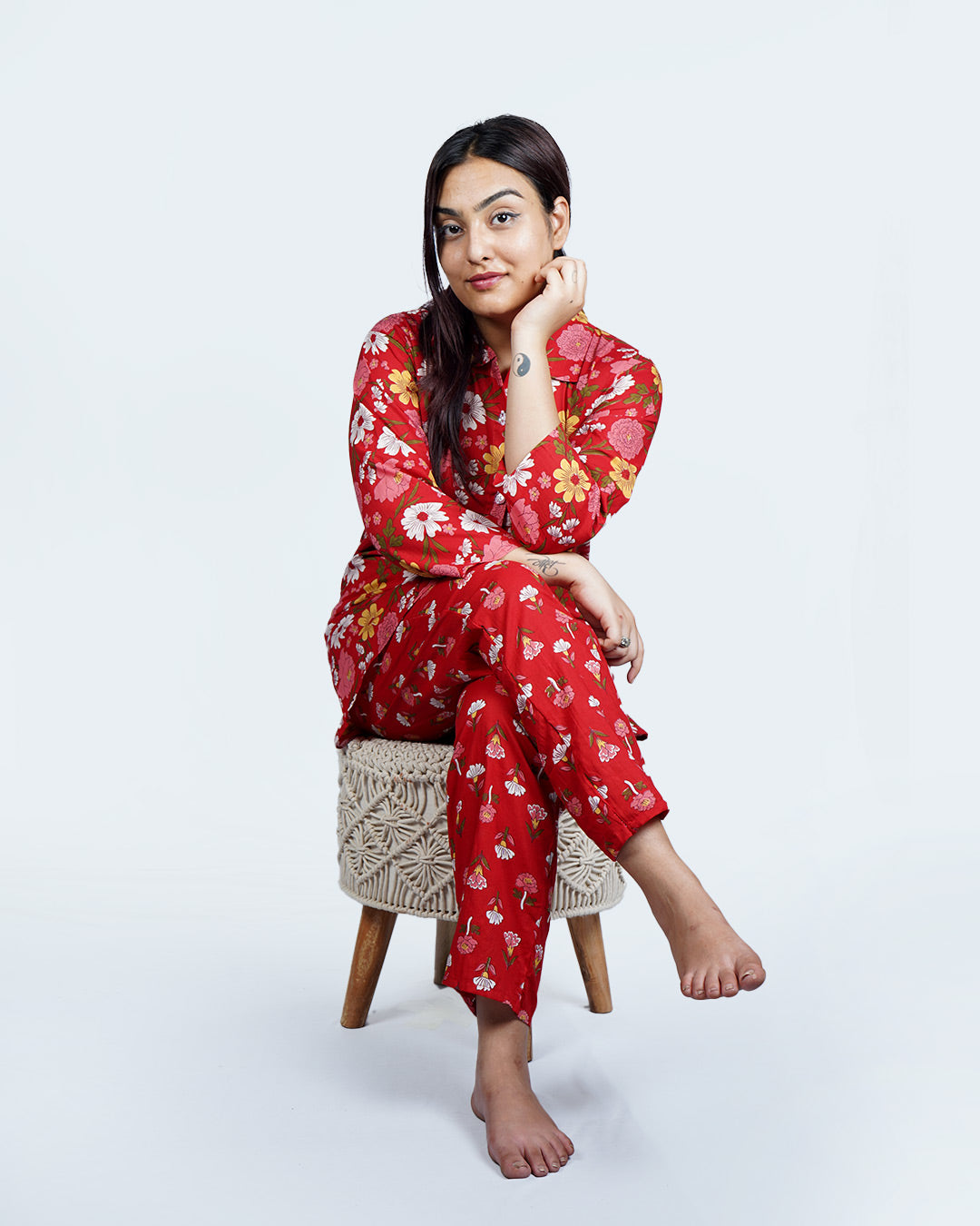 Laal Gul Cotton CO-ORD Set – Set of 2 | All-Day Everywhere