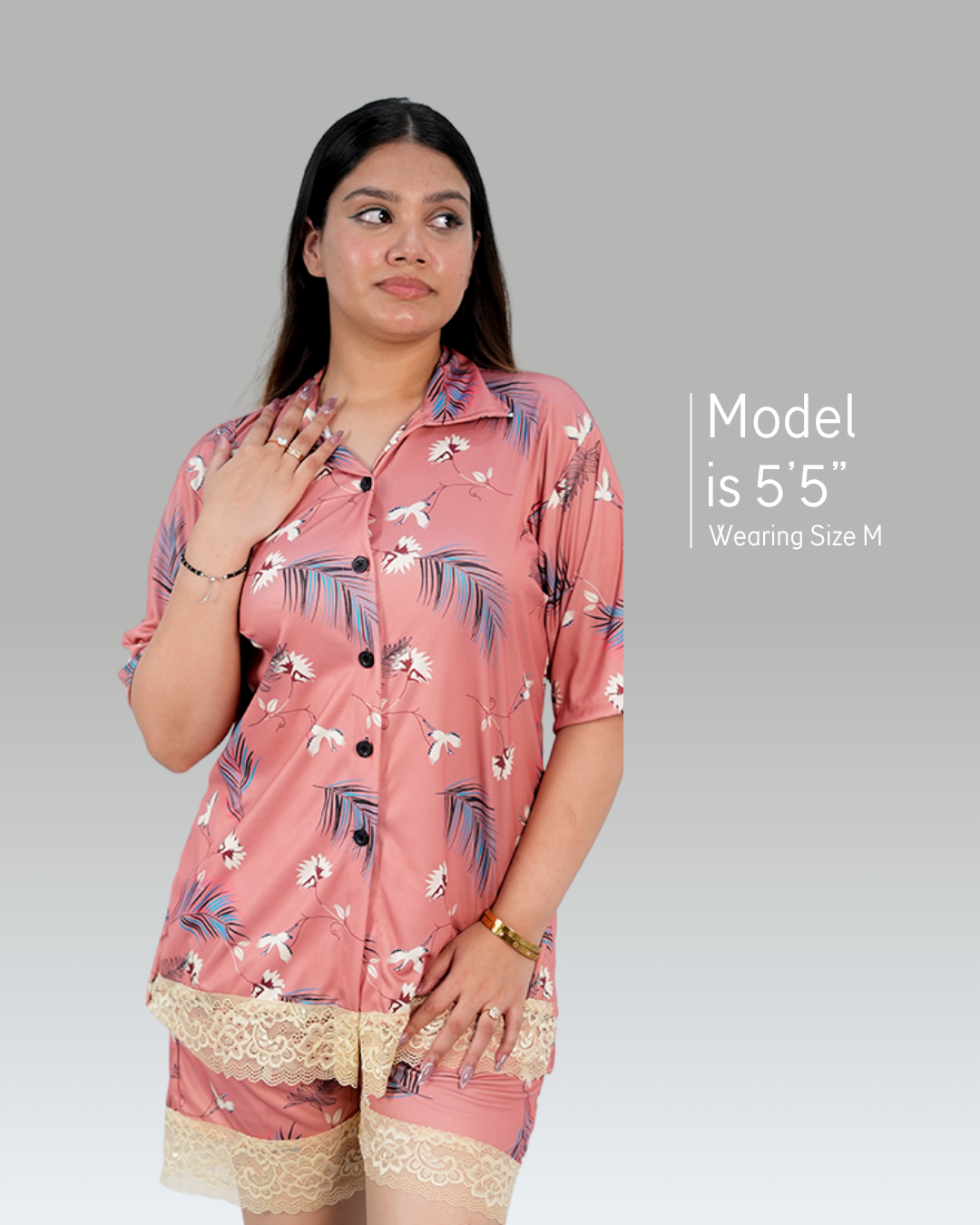 Peachy Palm Luxe Shorts Set – Set of 2 | Night time Essentials