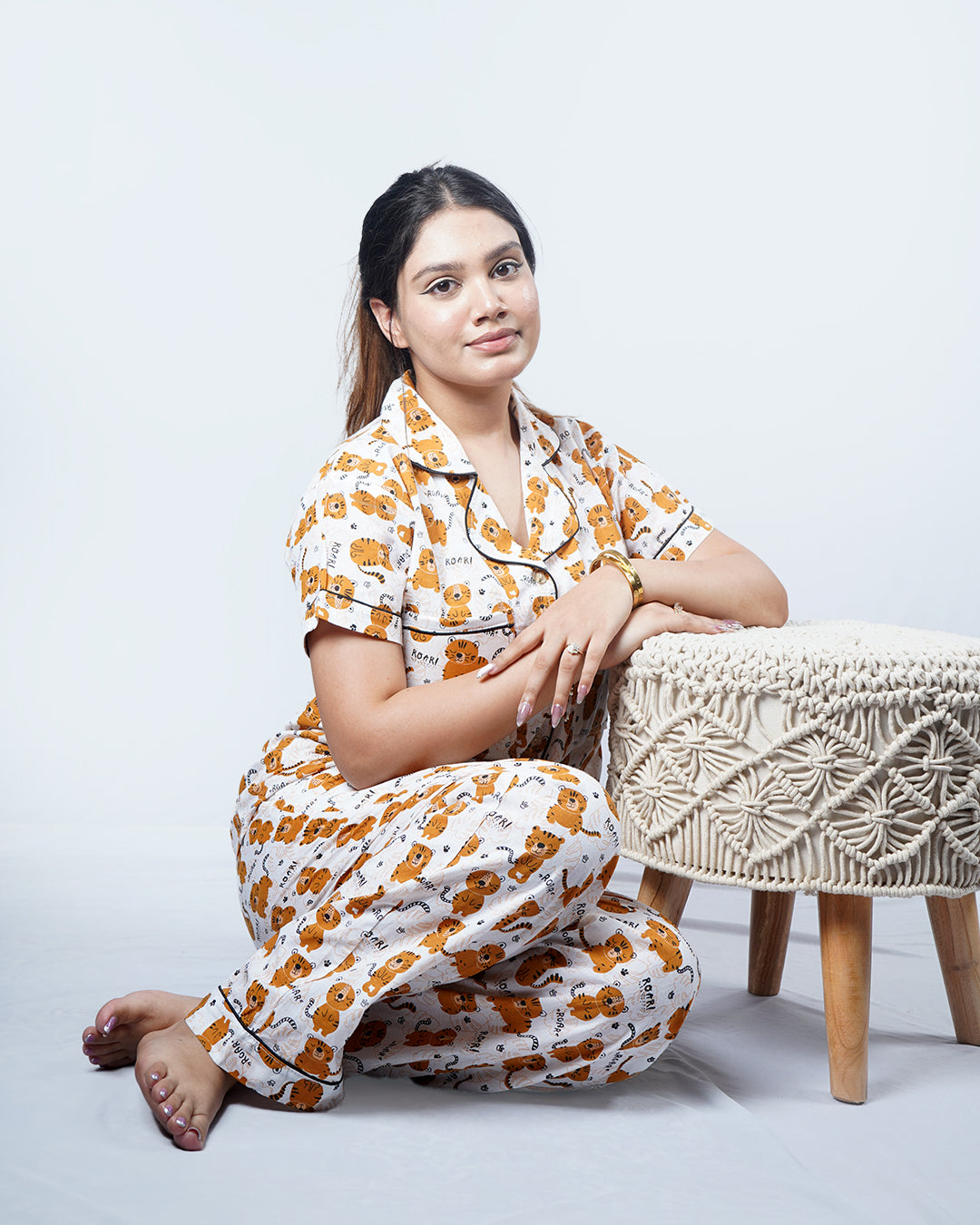 Beige Kawaii Padded Pyjama Set – Set of 2 | Bra-Free Nights