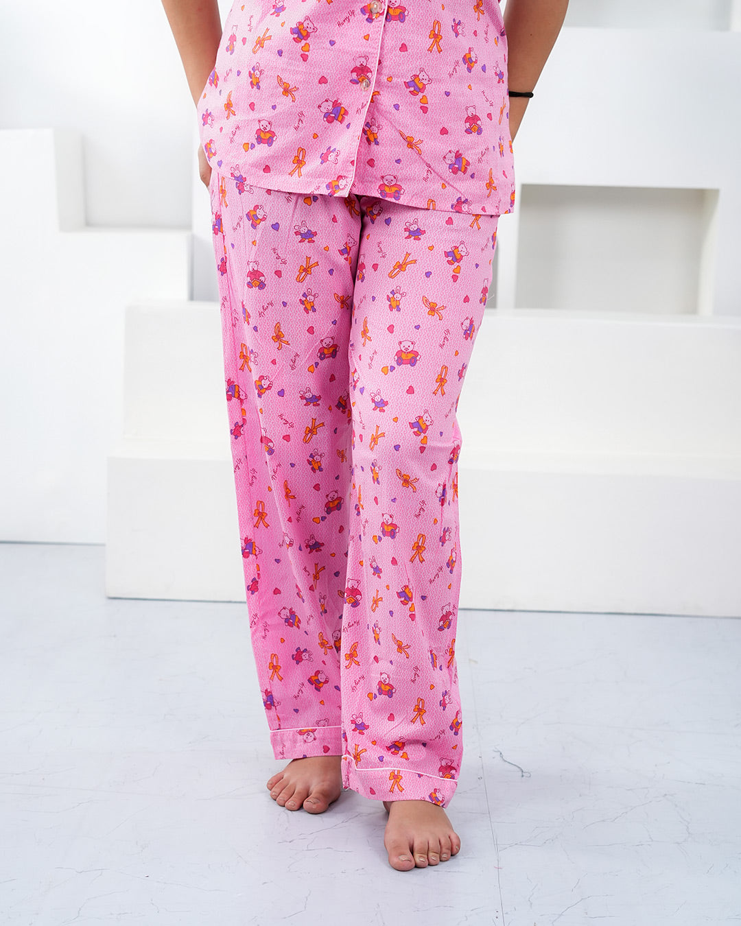 Chirpy Bunny Pink Padded Pyjama Set – Set of 2 | Bra-Free Nights
