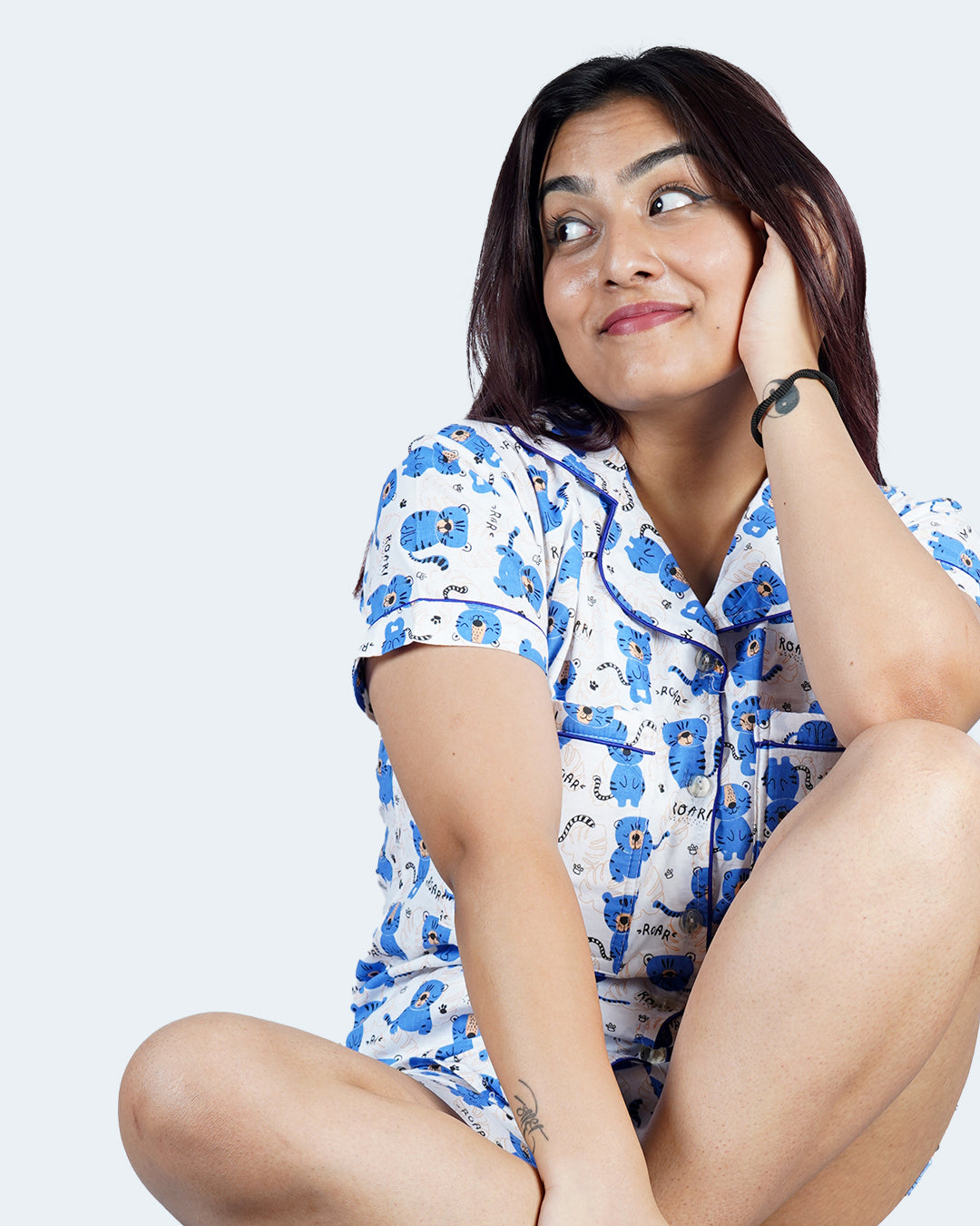 Blue Kawaii Padded Shorts Set – Set of 2 | Bra-Free Nights