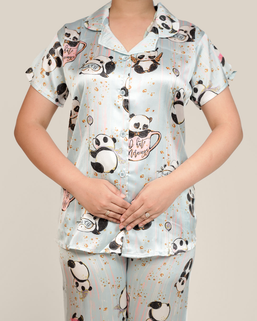 Lazy Panda Japanese Satin PJ set - Set of 2
