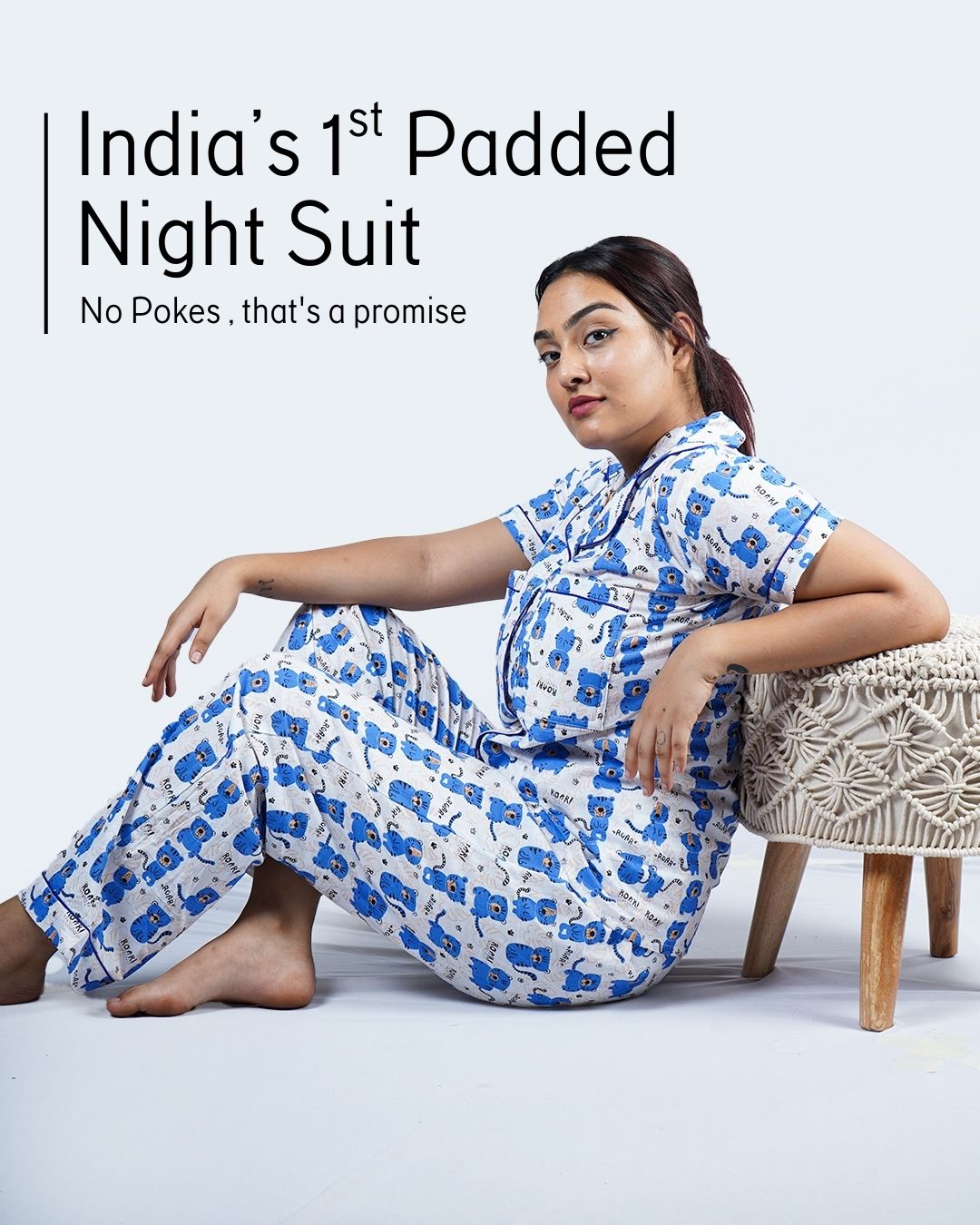 Blue Kawaii Padded Pyjama Set – Set of 2 | Bra-Free Nights