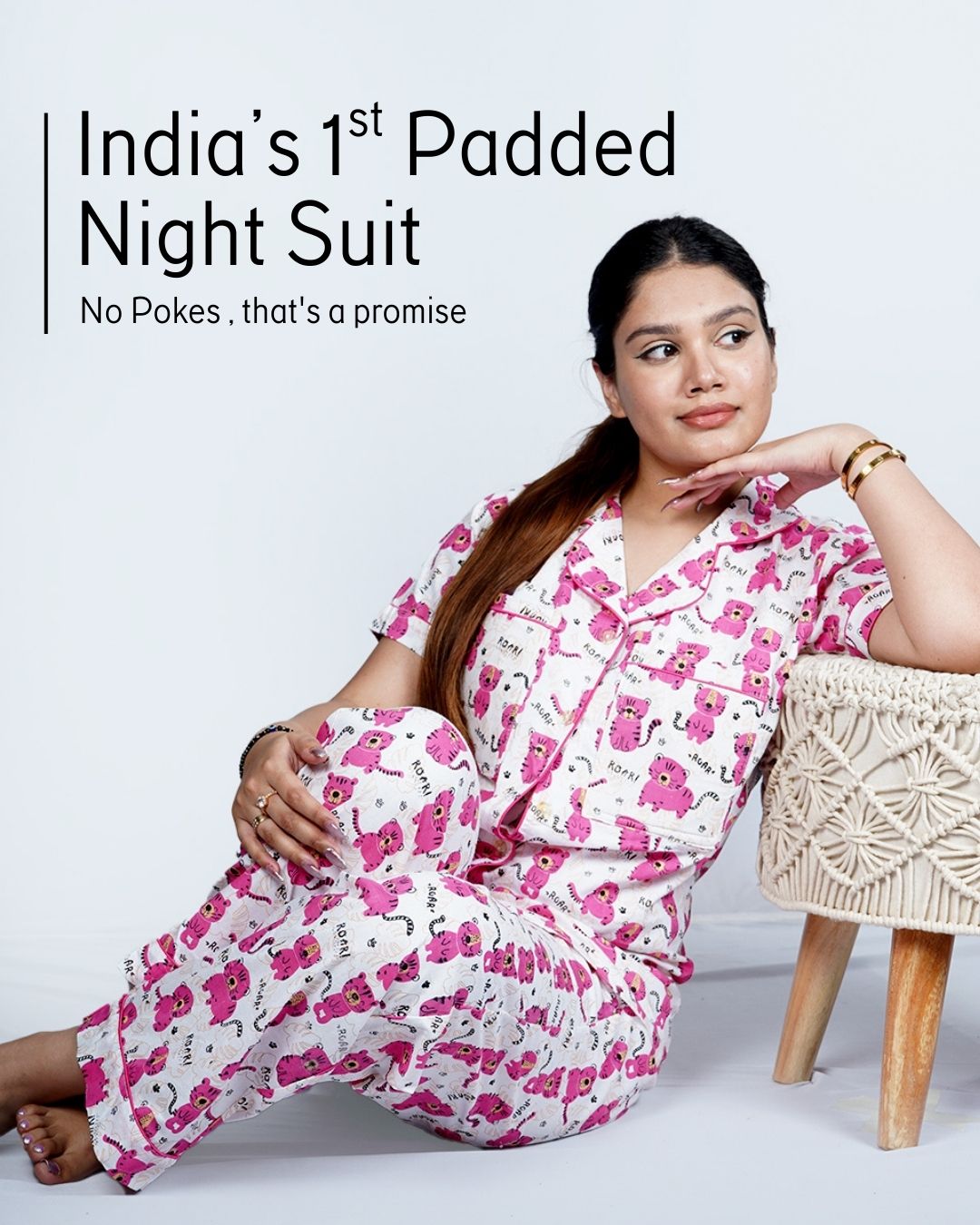 Pink Kawaii Padded Pyjama Set – Set of 2 | Bra-Free Nights