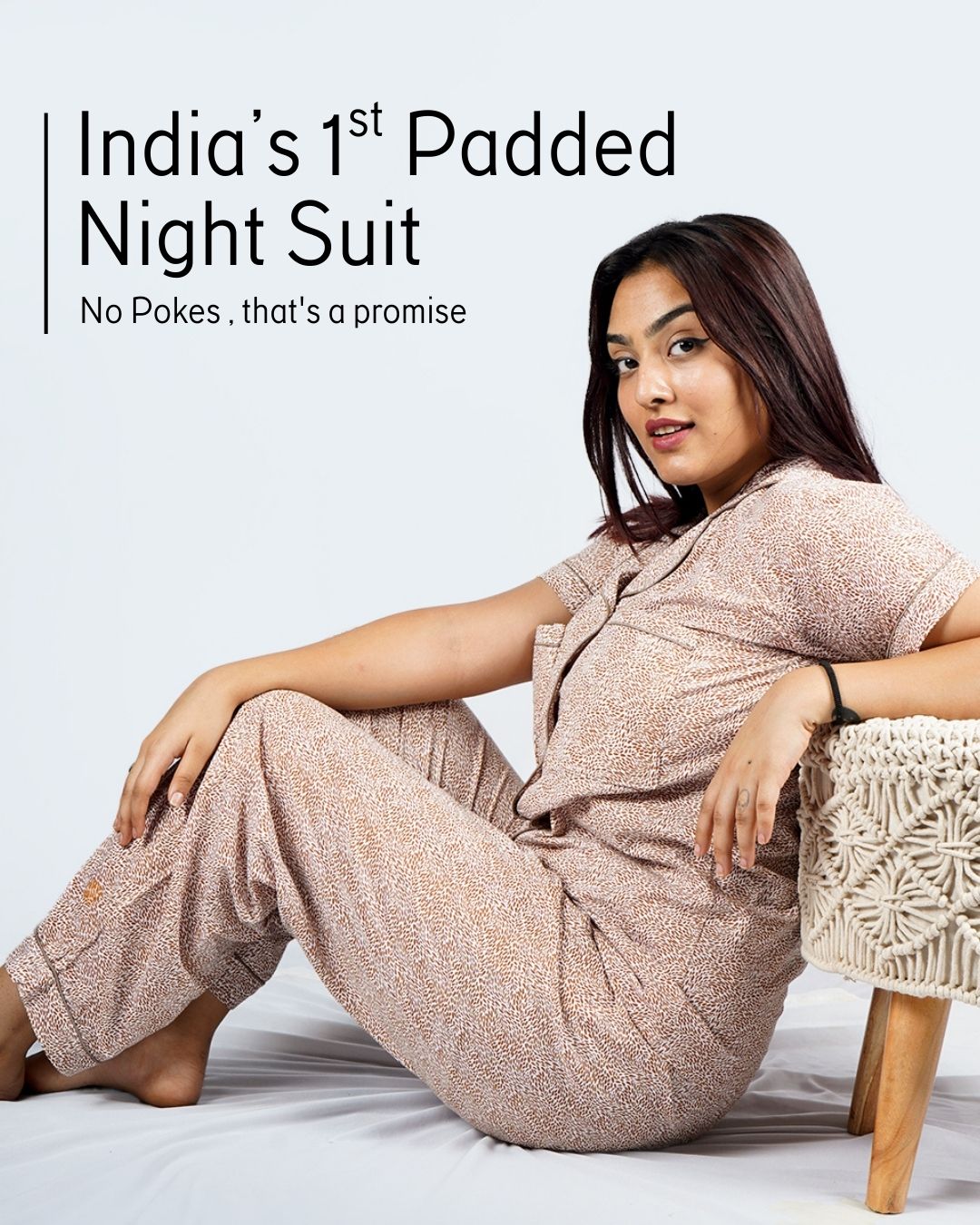 Blush Beige Padded Pyjama Set – Set of 2 | Bra-Free Nights