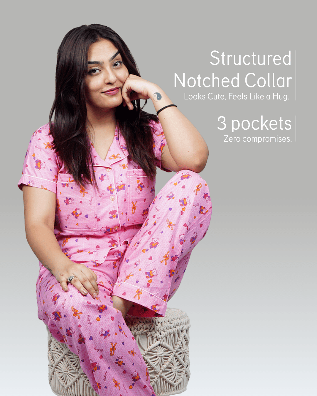 Chirpy Bunny Pink Padded Shorts Set – Set of 2 | Bra-Free Nights