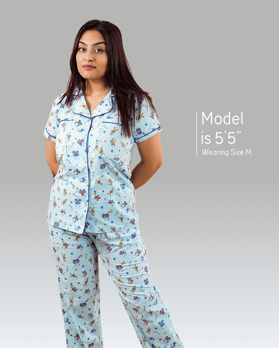 Chirpy Bunny Blue Padded Shorts Set – Set of 2 | Bra-Free Nights