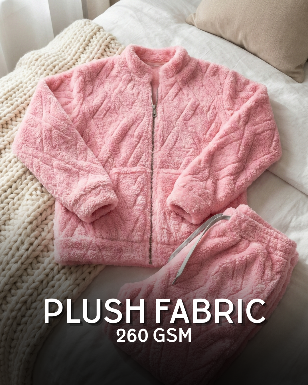 Plush Love Winter Nightsuit Blush Lavender Love - Premium Plush Night Suit