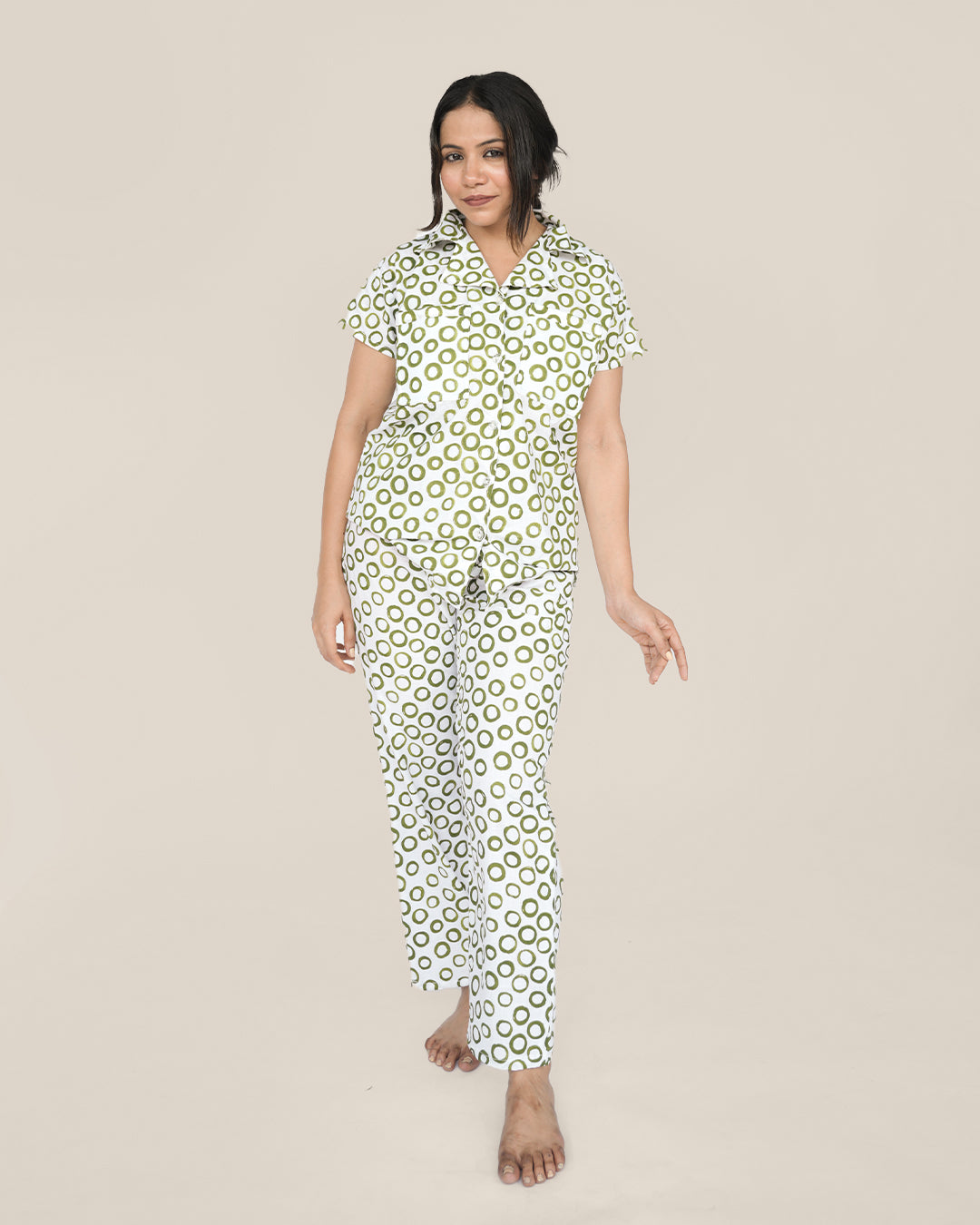Olive Glow Pyjama Set | Bra-Free Nights