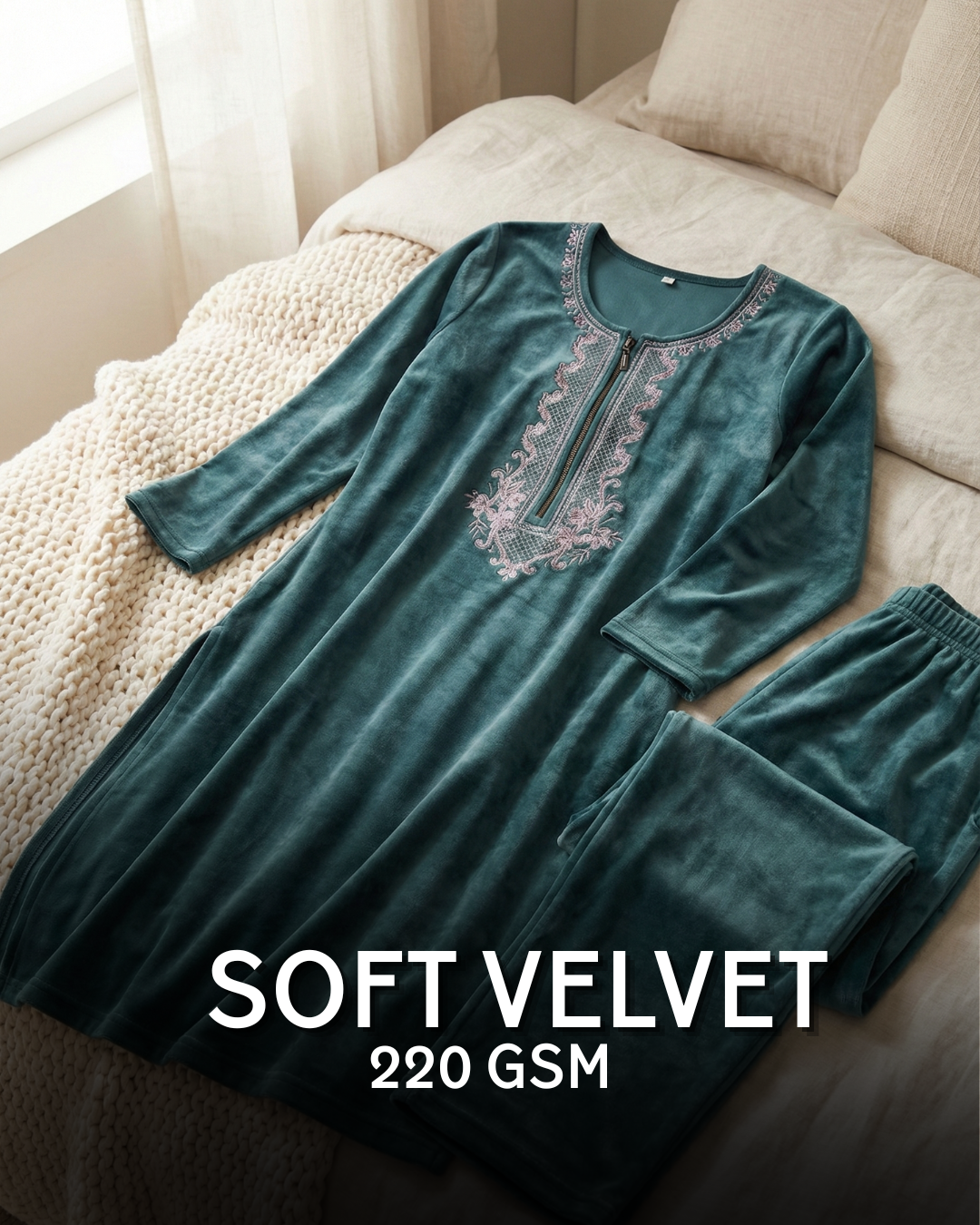 Velure Bliss Kurti Set – Royal Green