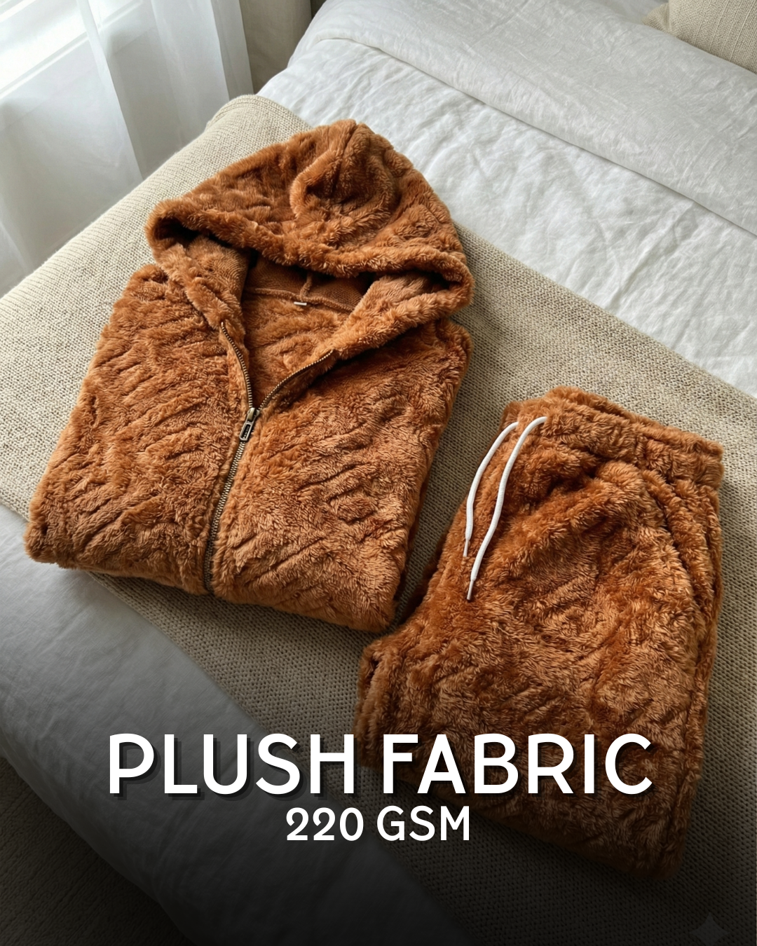 CozyBear Hoodie Nightsuit Chocolate - Premium Plush Night Suit