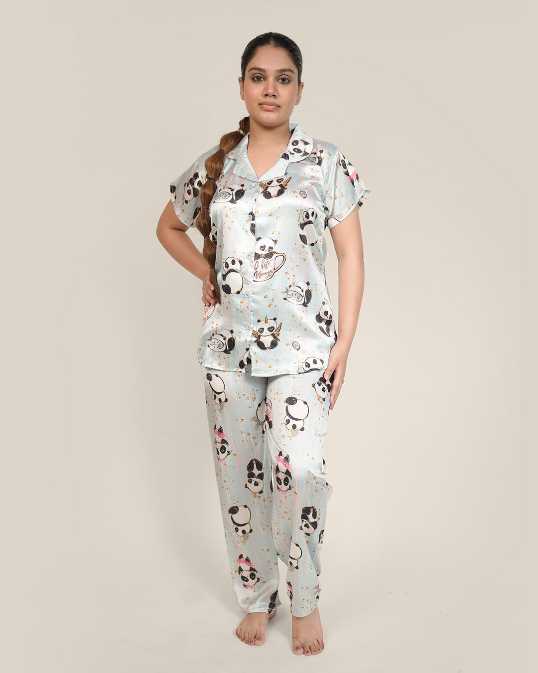 Lazy Panda Japanese Satin PJ set - Set of 2