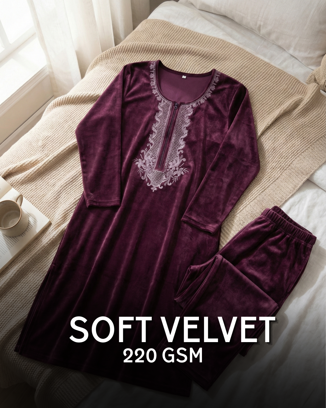 Velure Bliss Kurti Set – Velvet Amethyst