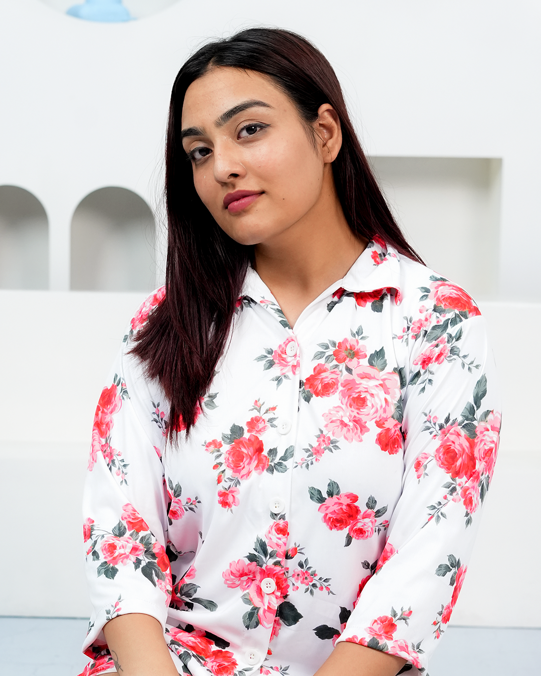 Red Bloom Luxe Shorts Set – Set of 2 | Night time Essentials