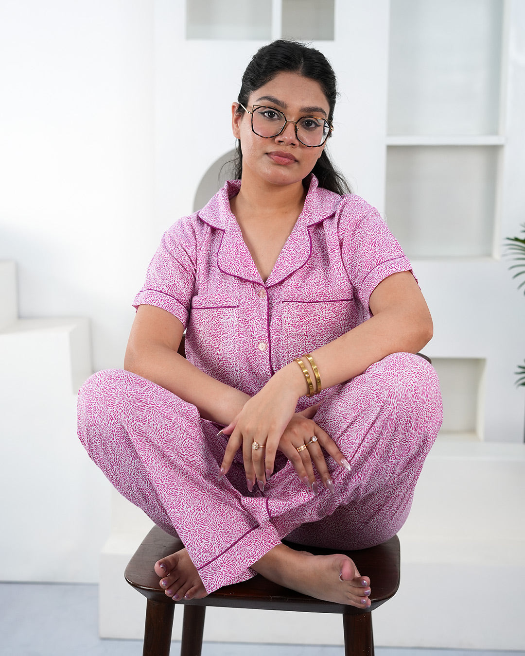 Blush Lavender Padded Pyjama Set – Set of 2 | Bra-Free Nights