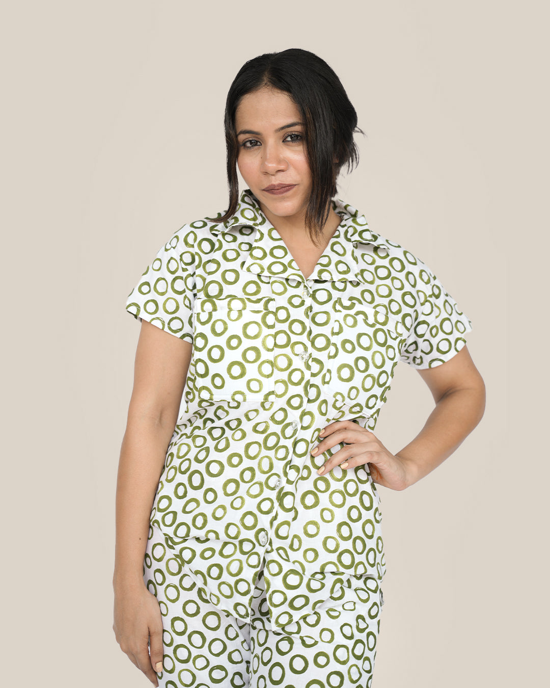 Olive Glow Pyjama Set | Bra-Free Nights