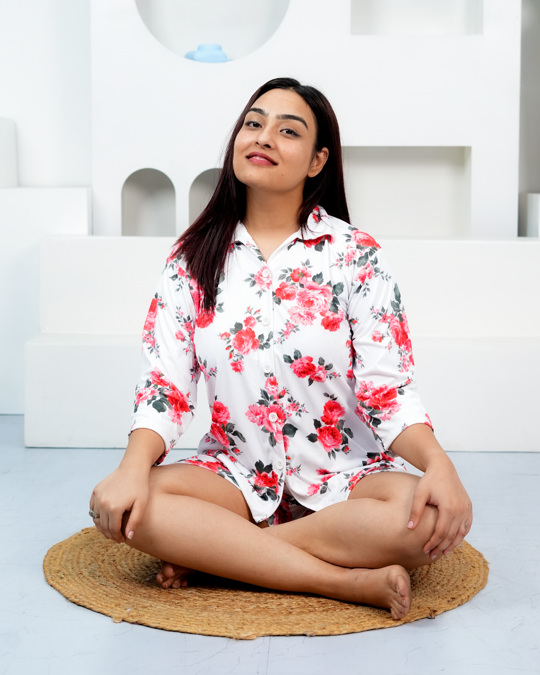 Red Bloom Luxe Shorts Set – Set of 2 | Night time Essentials