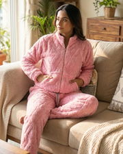 Plush Love Winter Nightsuit Blush Lavender Love - Premium Plush Night Suit