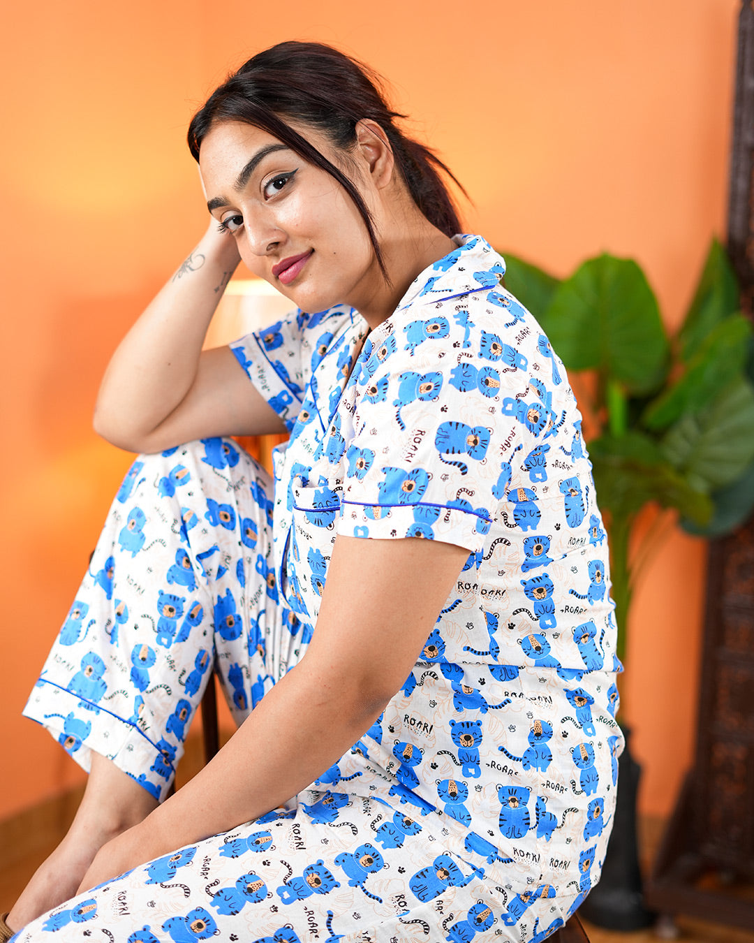 Blue Kawaii Padded Pyjama Set – Set of 2 | Bra-Free Nights