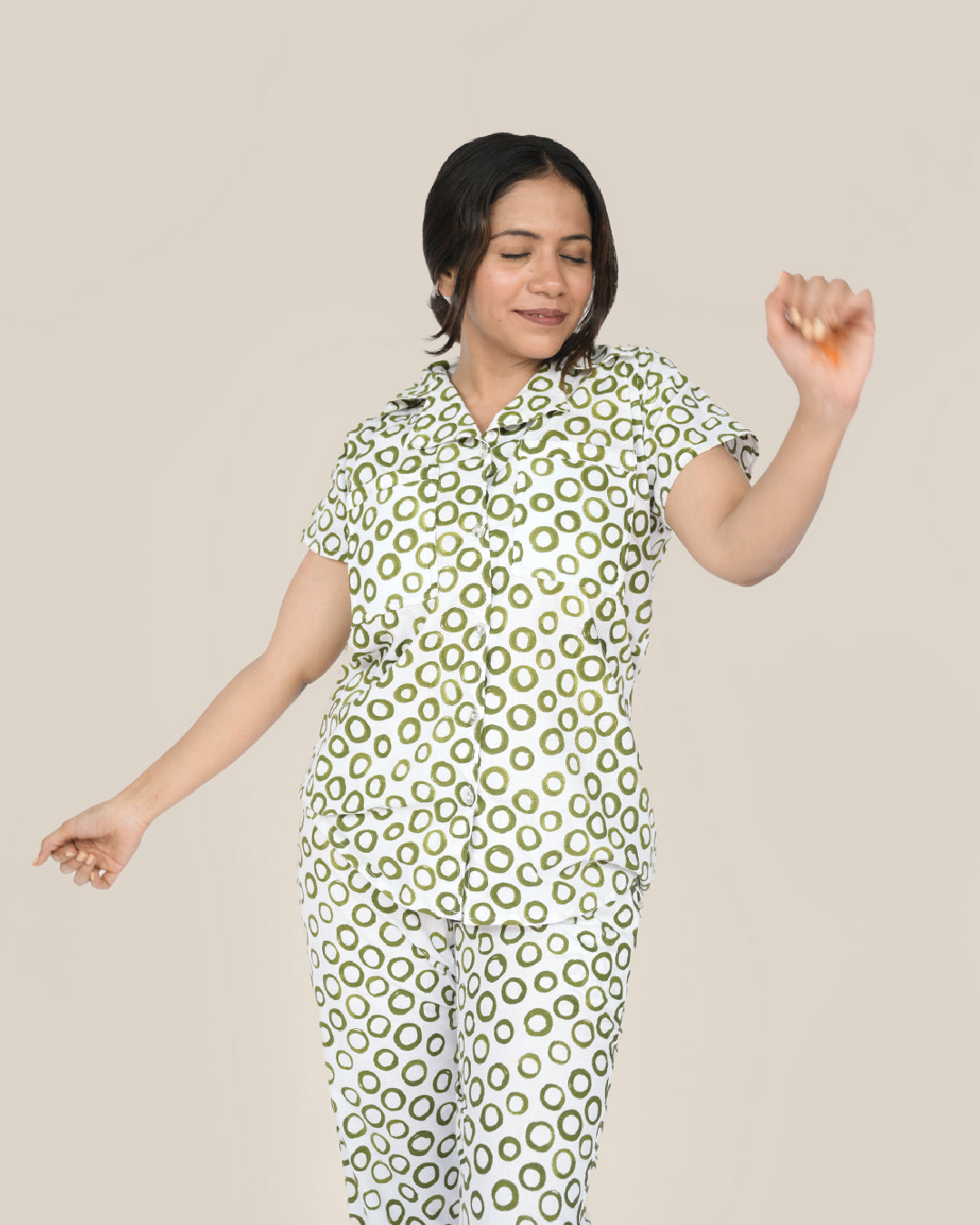 Olive Glow Pyjama Set | Bra-Free Nights