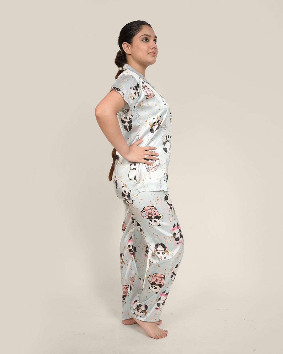 Lazy Panda Japanese Satin PJ set - Set of 2