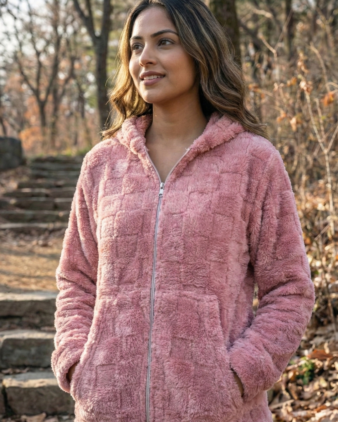 CozyBear Hoodie Nightsuit Blush Pink - Premium Plush Night Suit (Copy)