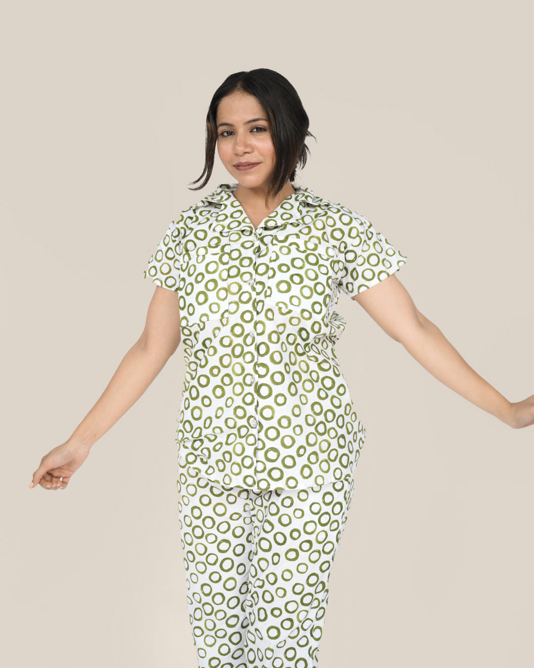 Olive Glow Pyjama Set | Bra-Free Nights