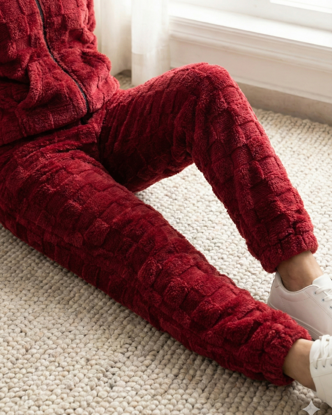 CozyBear Hoodie Nightsuit Maroon- Premium Plush Night Suit