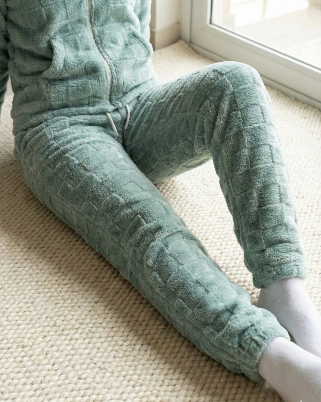 CozyBear Hoodie Nightsuit Teel Blue - Premium Plush Night Suit