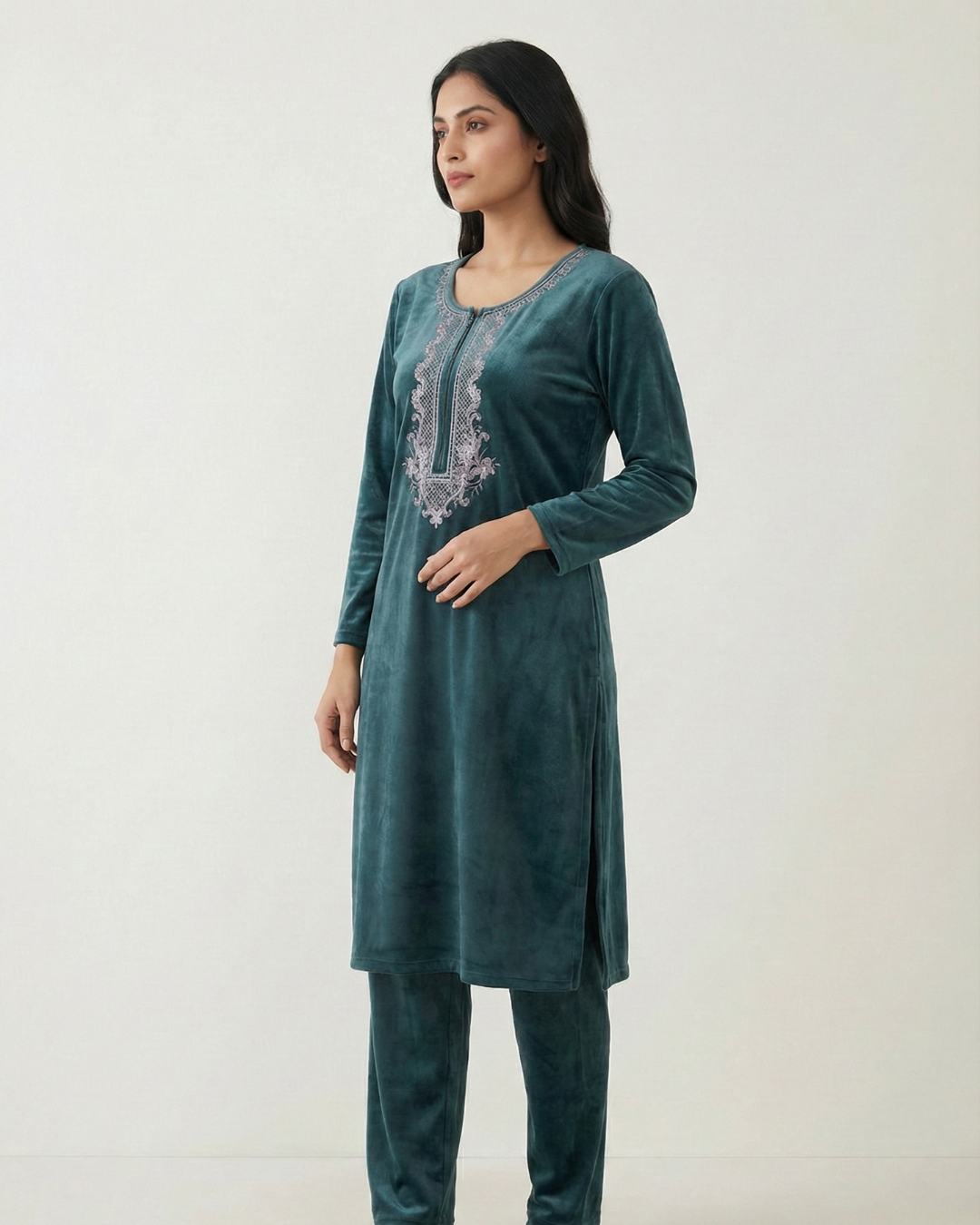 Velure Bliss Kurti Set – Royal Green