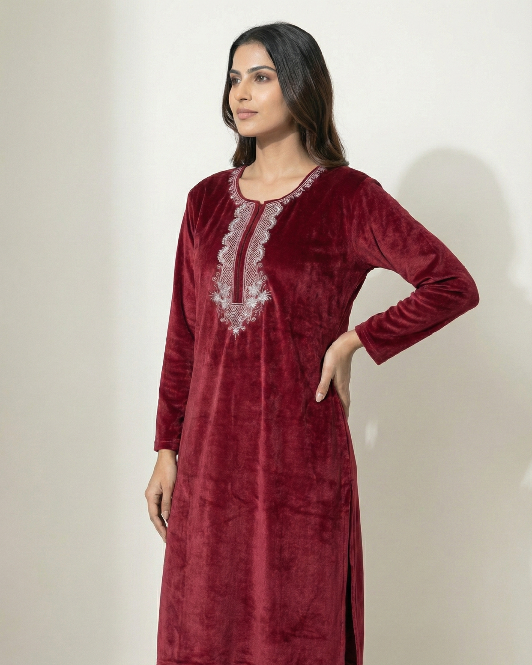 Velure Bliss Kurti Set – Ruby Red