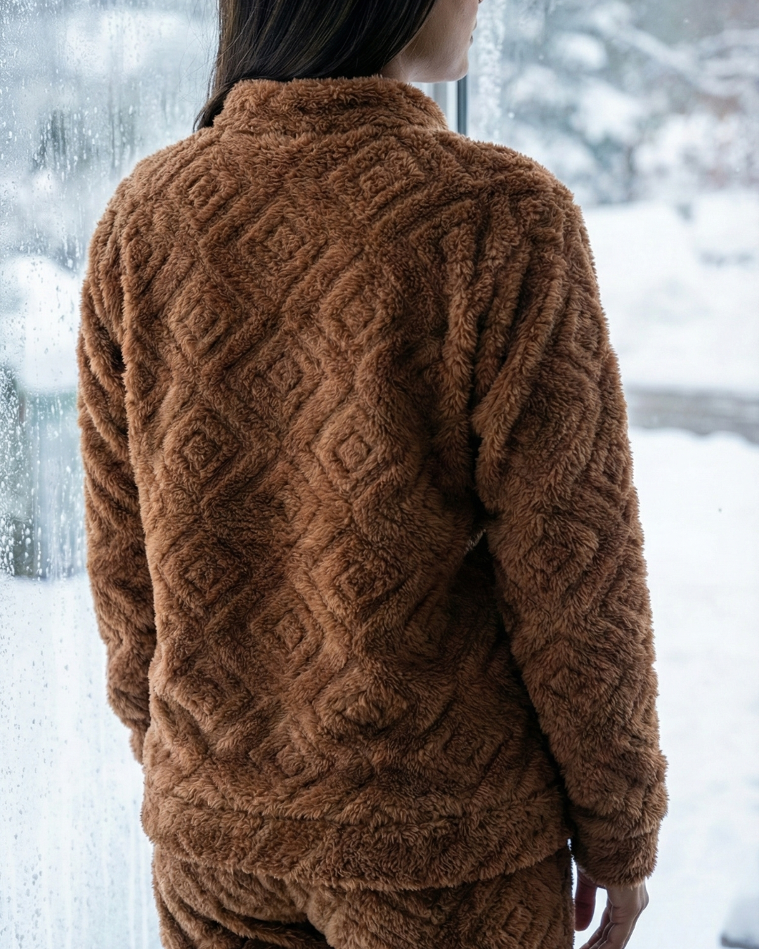 Plush Love Winter Nightsuit Blush Chocolate - Premium Plush Night Suit