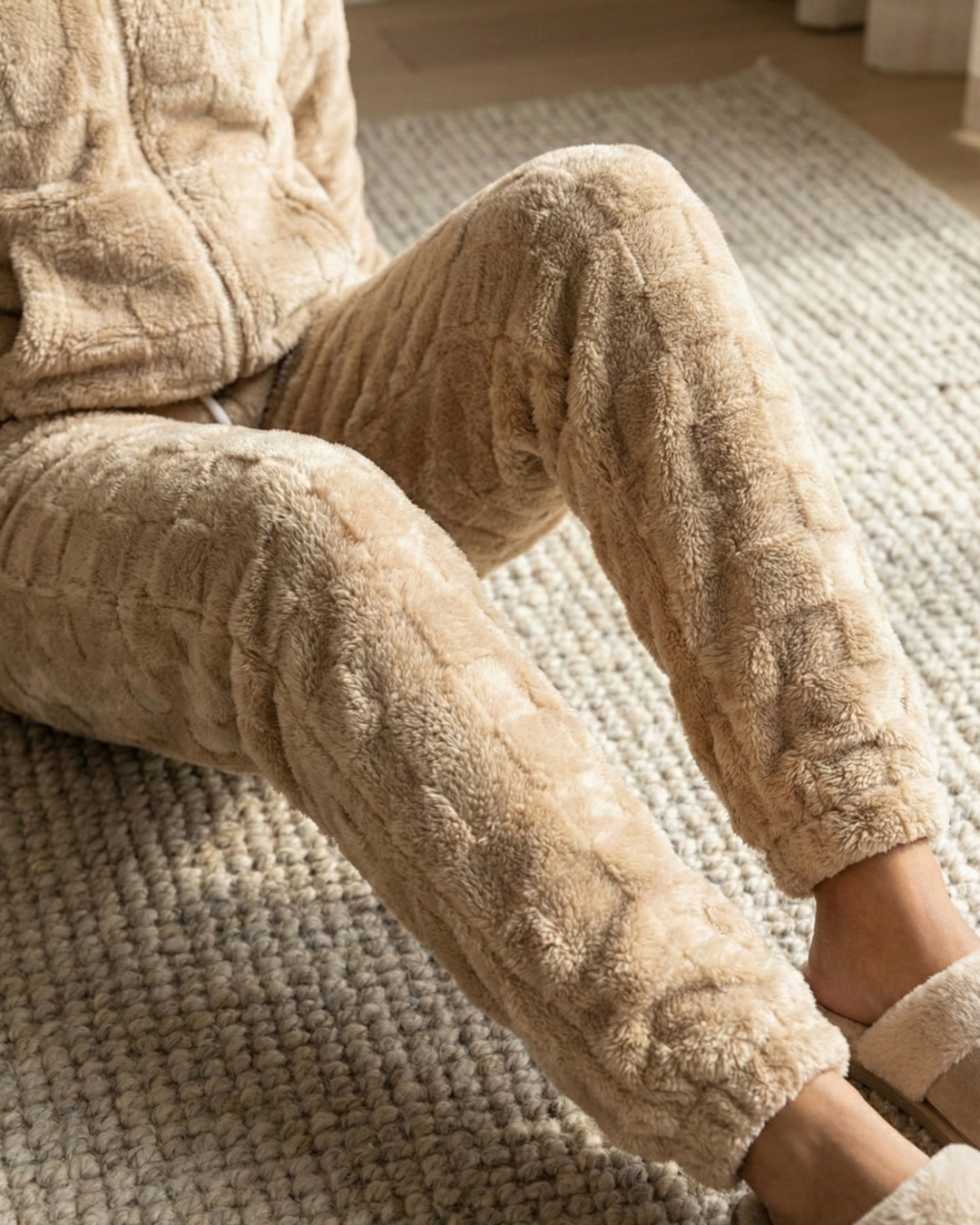 CozyBear Hoodie Nightsuit Biege - Premium Plush Night Suit