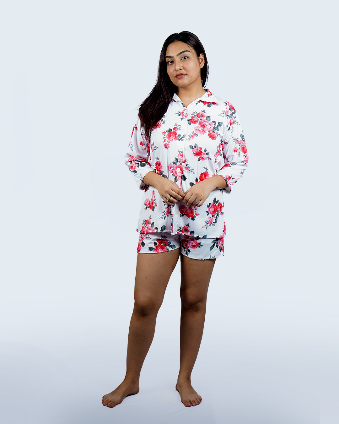 Red Bloom Luxe Shorts Set – Set of 2 | Night time Essentials