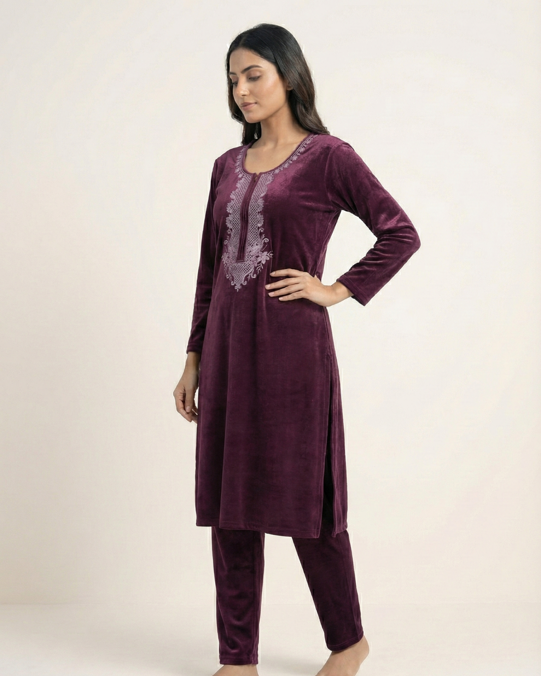 Velure Bliss Kurti Set – Velvet Amethyst