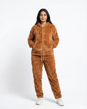 CozyBear Hoodie Nightsuit Chocolate - Premium Plush Night Suit