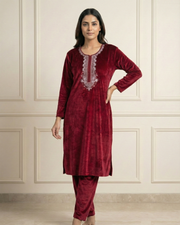 Velure Bliss Kurti Set – Ruby Red