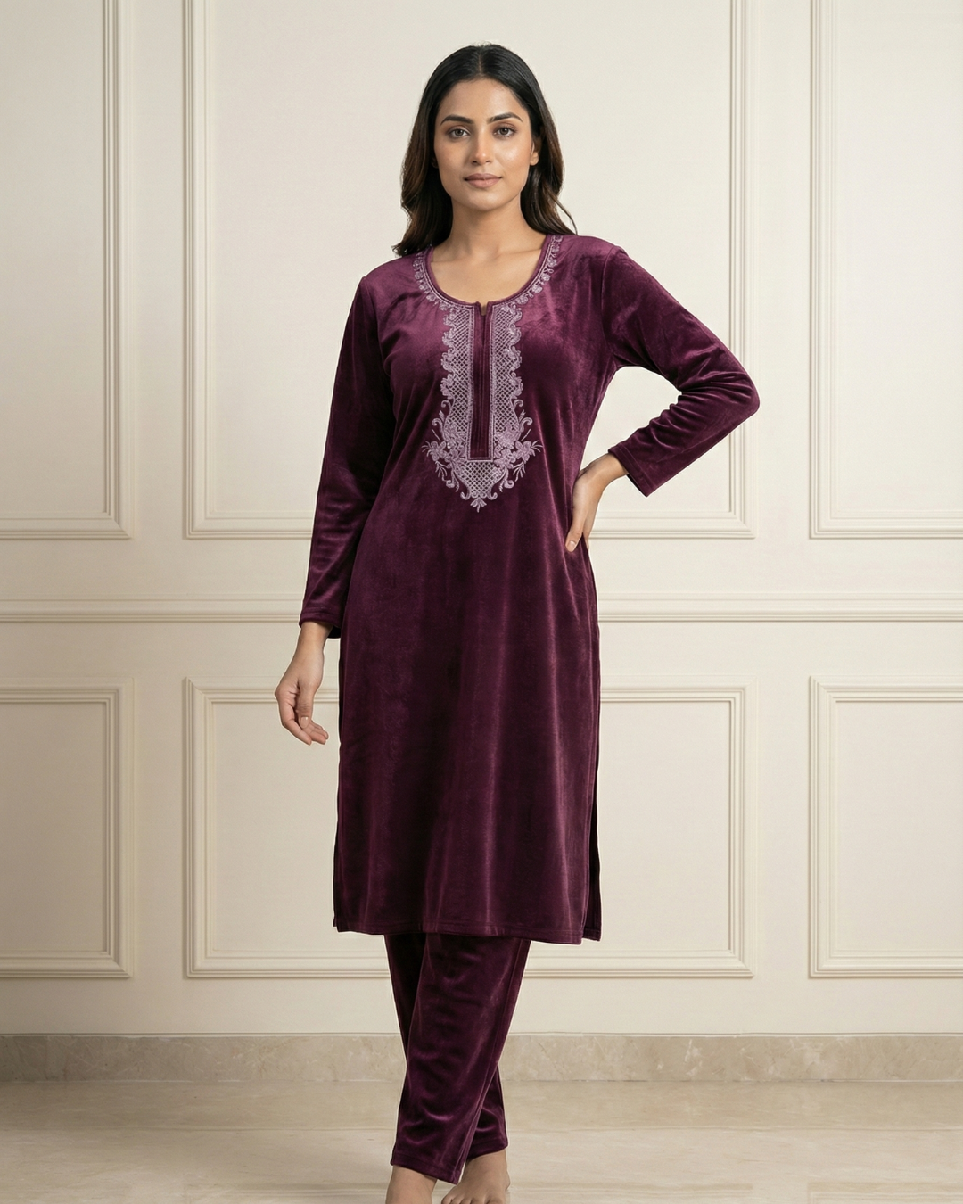 Velure Bliss Kurti Set – Velvet Amethyst