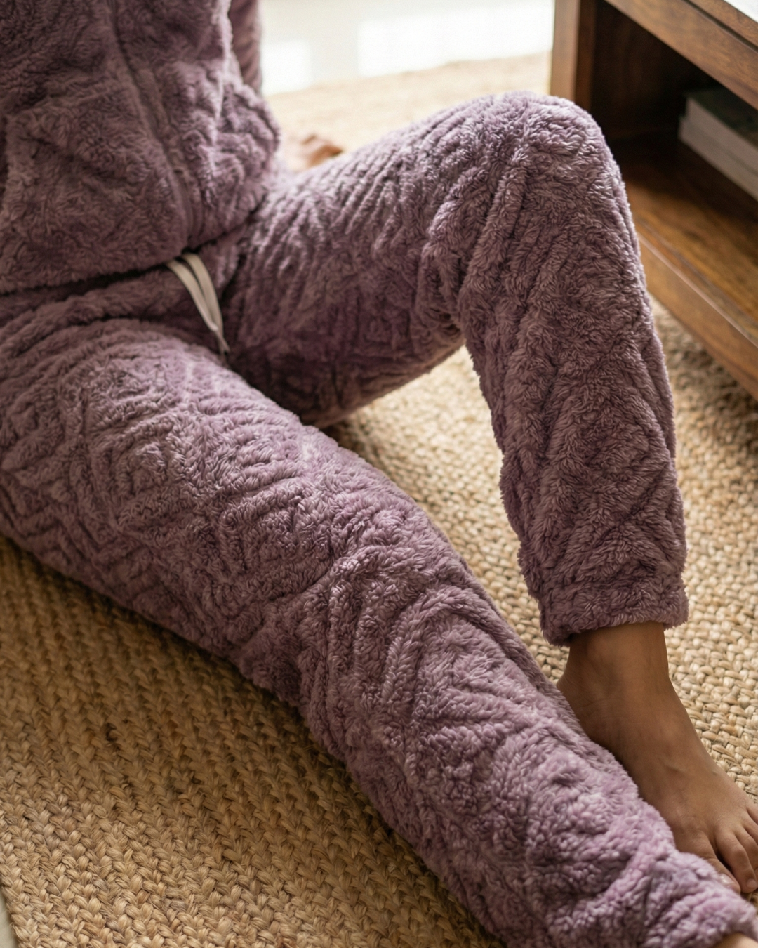 Plush Love Winter Nightsuit Blush Lavender Love - Premium Plush Night Suit