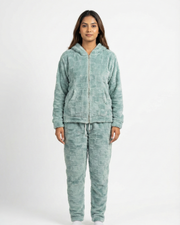 CozyBear Hoodie Nightsuit Teel Blue - Premium Plush Night Suit