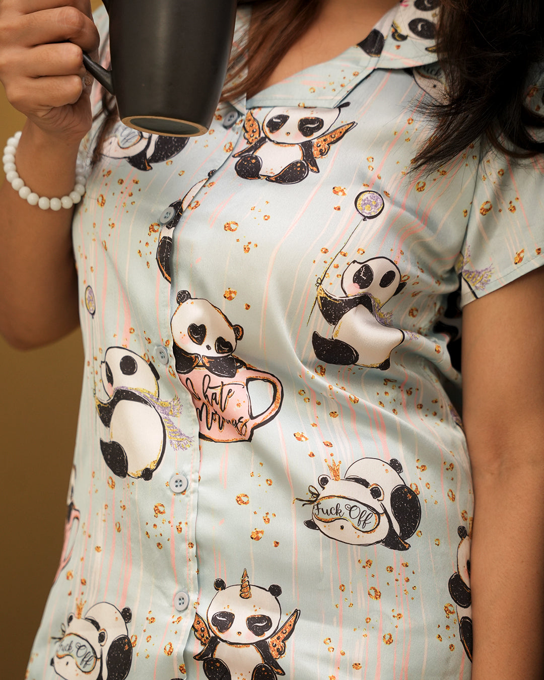 Lazy Panda Japanese Satin PJ set - Set of 2