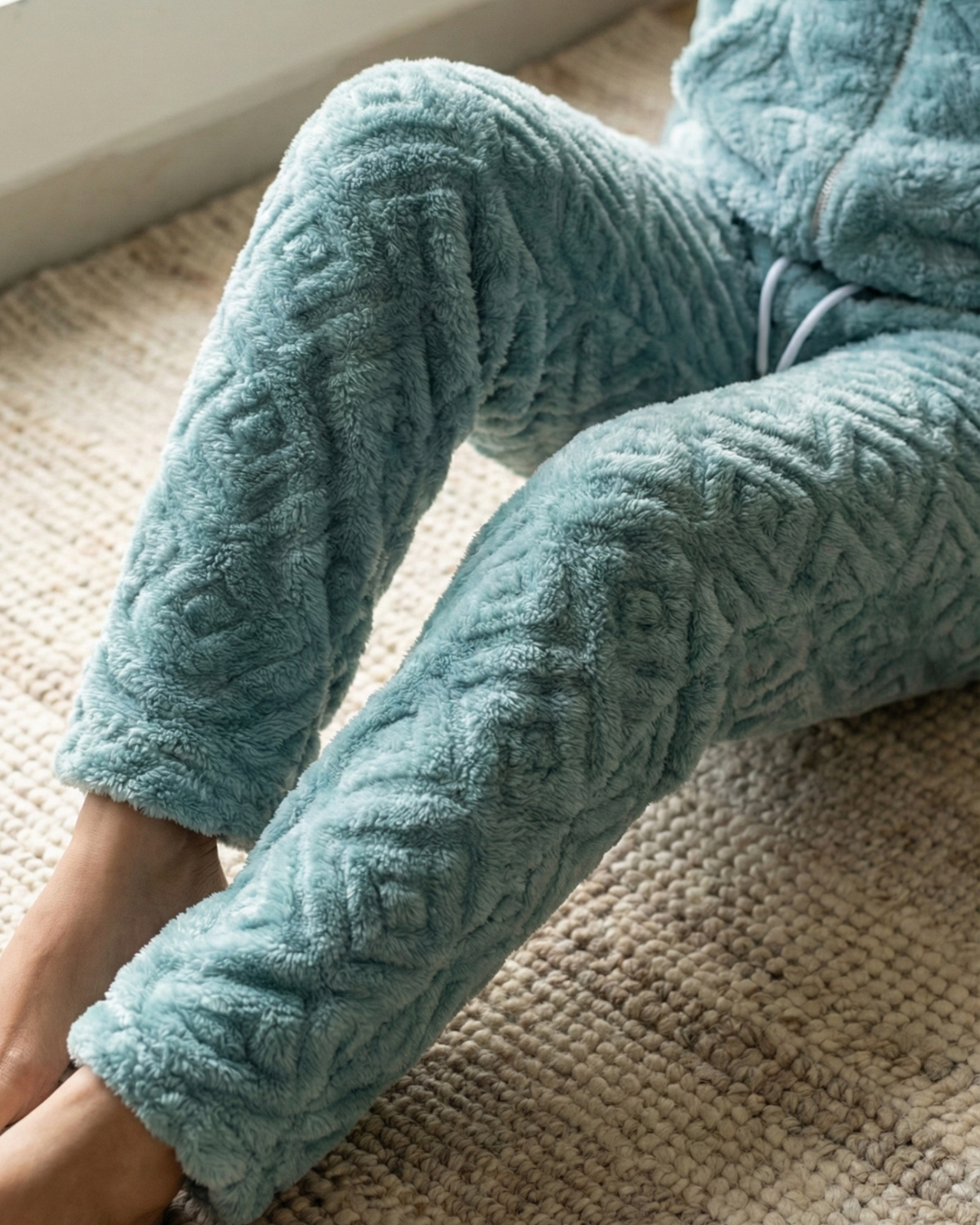 Plush Love Winter Nightsuit Blush Teel Blue - Premium Plush Night Suit