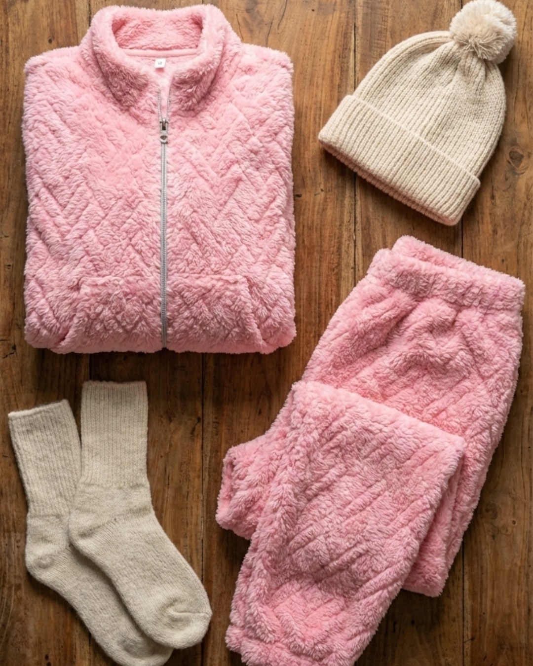 Plush Love Winter Nightsuit Blush Lavender Love - Premium Plush Night Suit