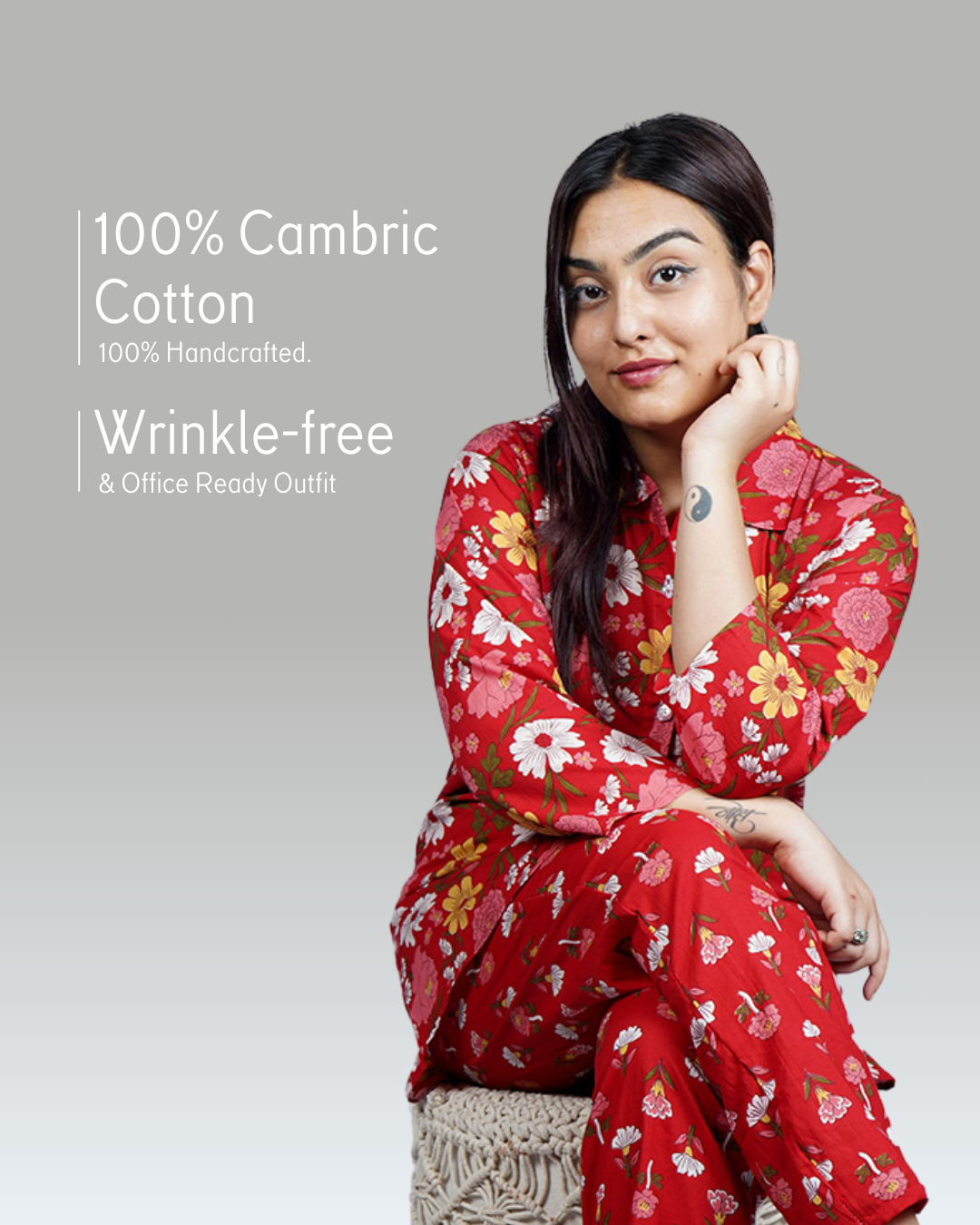 Laal Gul Cotton CO-ORD Set – Set of 2 | All-Day Everywhere