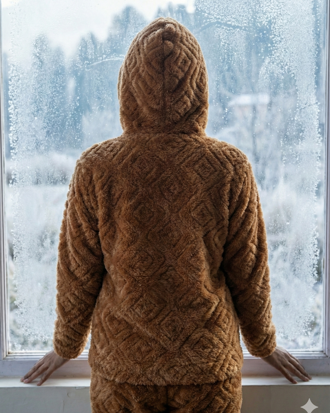 CozyBear Hoodie Nightsuit Chocolate - Premium Plush Night Suit