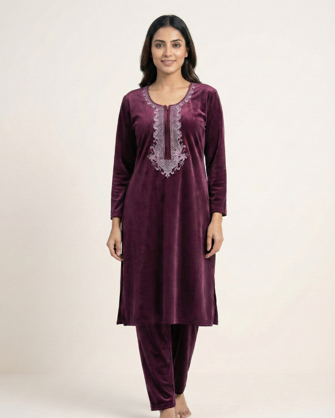 Velure Bliss Kurti Set – Velvet Amethyst