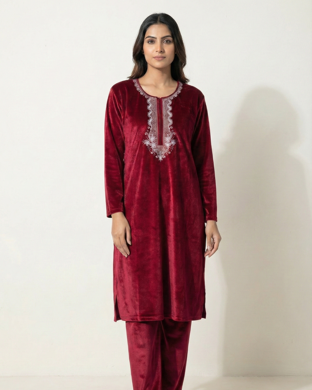 Velure Bliss Kurti Set – Ruby Red