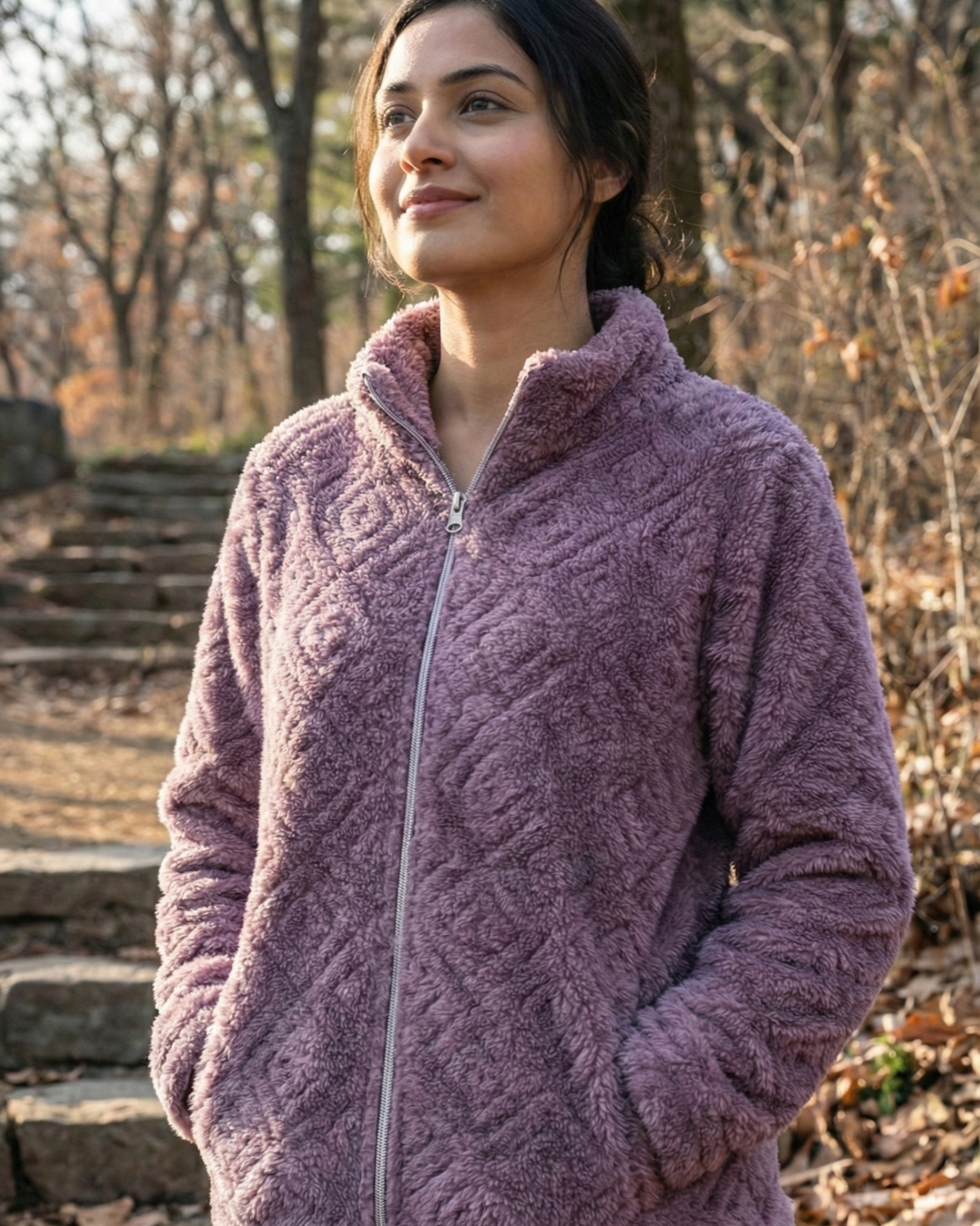 Plush Love Winter Nightsuit Blush Lavender Love - Premium Plush Night Suit