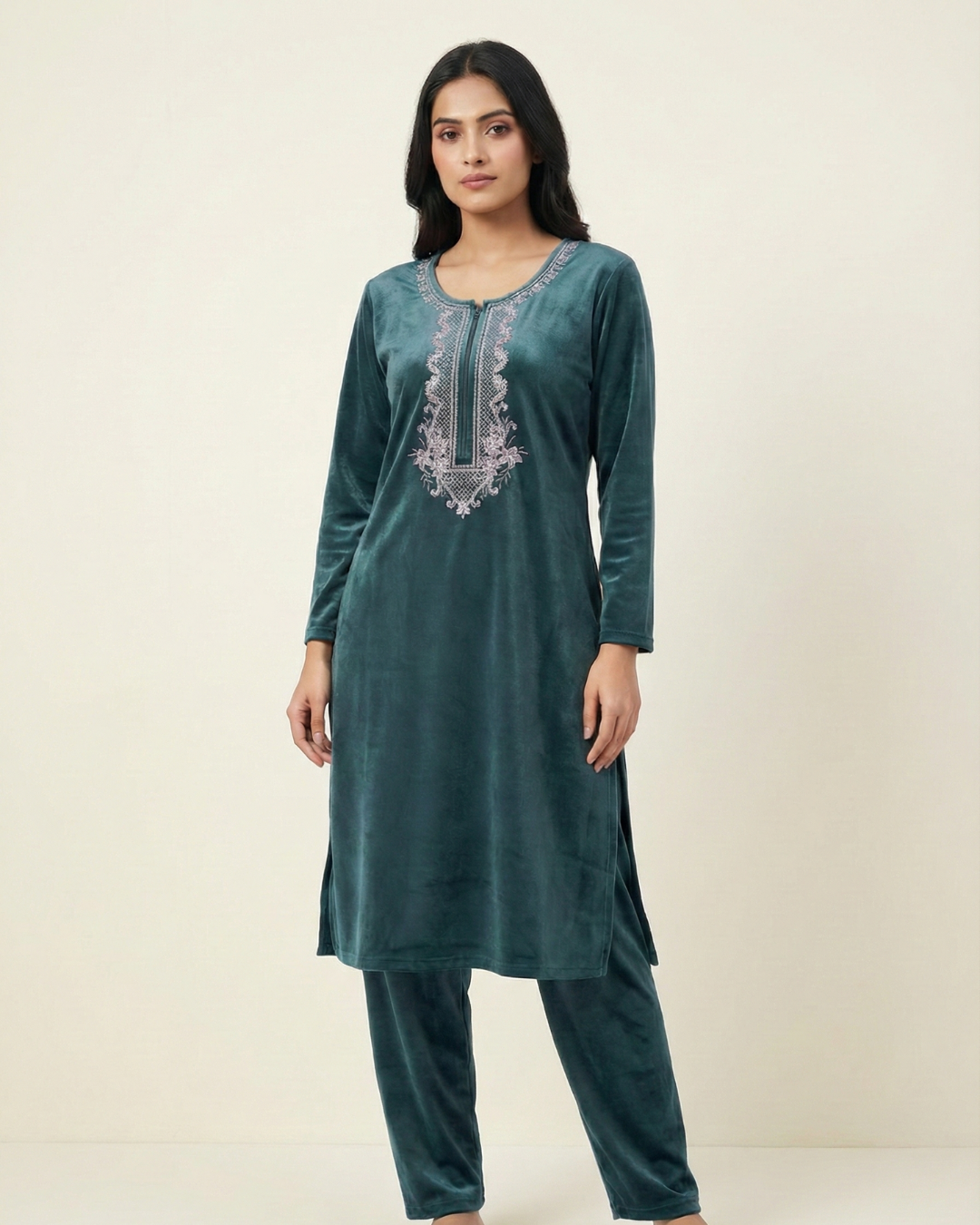 Velure Bliss Kurti Set – Royal Green