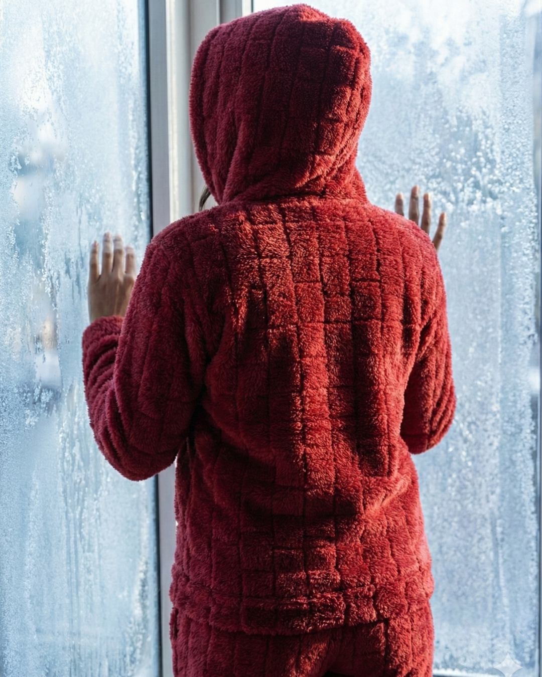 CozyBear Hoodie Nightsuit Maroon- Premium Plush Night Suit